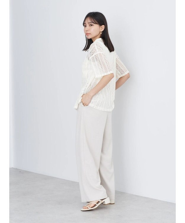 earth music&ecology フラワーレースシャツ Off White