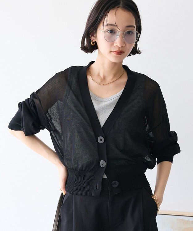 CRAFT STANDARD BOUTIQUE シアーニットカーディガン Black
