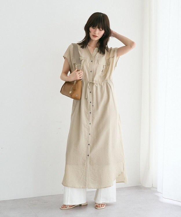 YECCA VECCA ミリタリースキッパーシャツワンピース Beige