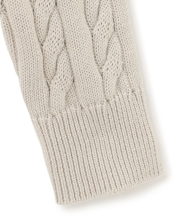 23区 L 【洗える】コンパクトコットンポリエステル ケーブル編み ニット ライトグレー系