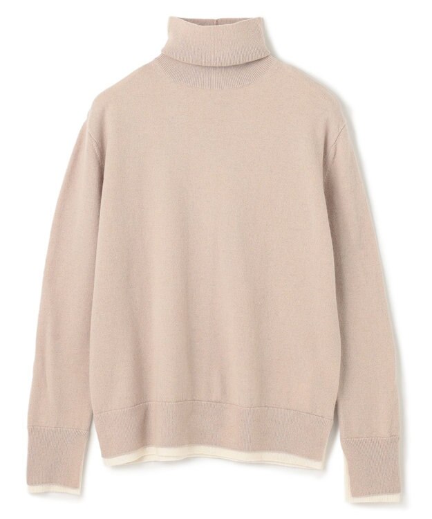 BEIGE， 【洗える】POMPE / ウールカシミヤタートルネックニット Taupe×Ecru