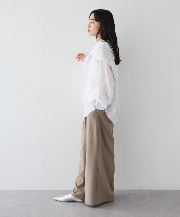 CRAFT STANDARD BOUTIQUE 【2点SET】スカーフ付きシアーストライプシャツ Stripe White