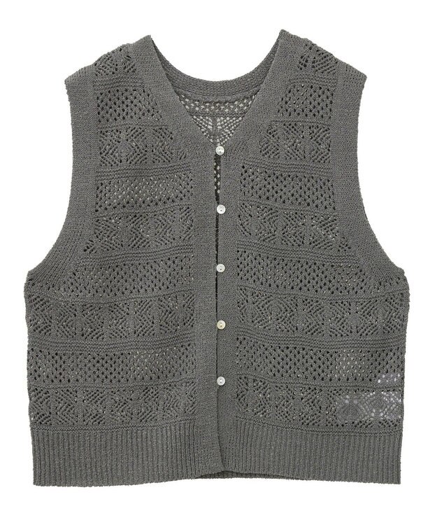 AMERICAN HOLIC 【前後2WAY】レース編みニットベスト Charcoal Gray