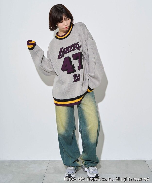WEGO 【ユニセックス着用ITEM】別注NBAジャガードプルオーバー グレー