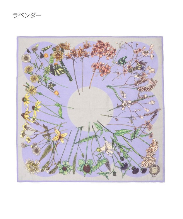 MOONBAT SWASH LONDON フラワープリント コットン スカーフ ラベンダー