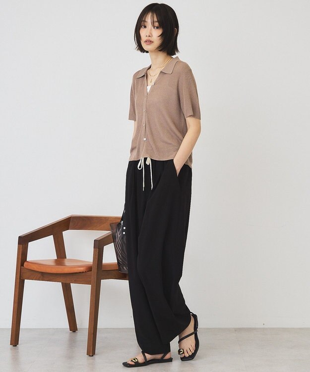 AMERICAN HOLIC 襟付きスキッパー半袖ニットポロ Beige