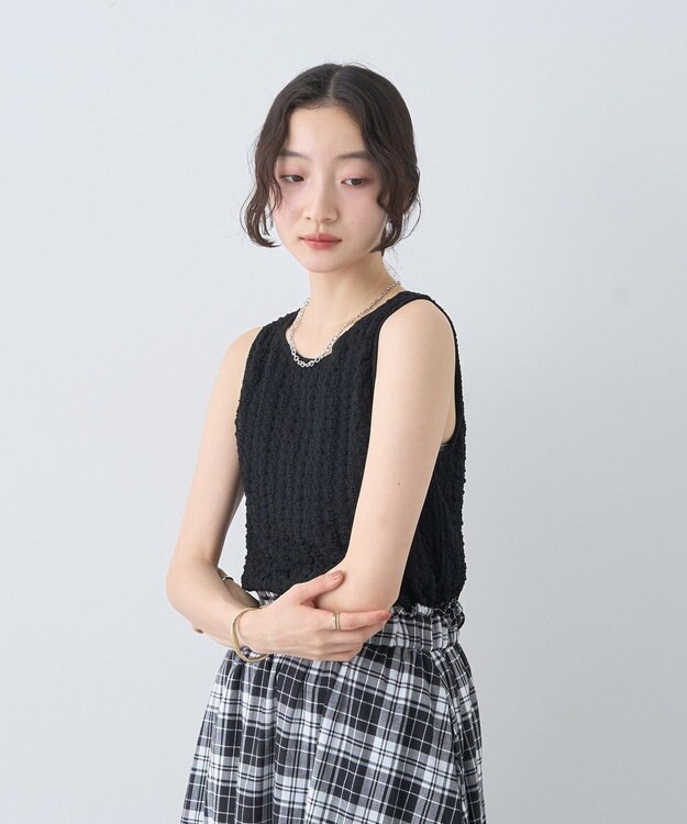 earth music&ecology ストレッチレースタンクトップ Black