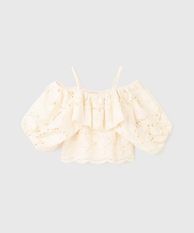 GRACE CONTINENTAL カットワークオフショルトップ キナリ