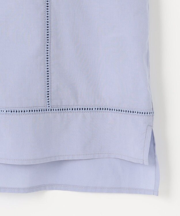 自由区 【洗える・XSサイズあり】ジオメトリックエンブロイダリー ブラウス ダルブルー系