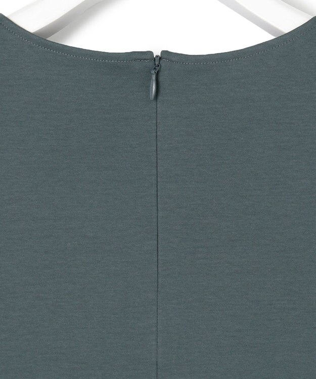 23区 【汗じみ防止/洗える】ランダムフリルジャージー ドッキング カットソー ダークグリーン系