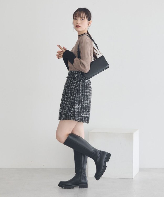 earth music&ecology ハイネックリブニットプルオーバー Mocha