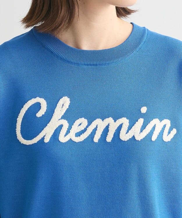 Green Parks 洗える　さがら刺しゅうロゴニットプル Blue