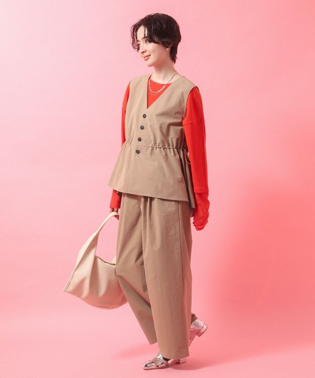 Green Parks ドロストフレアベスト Beige