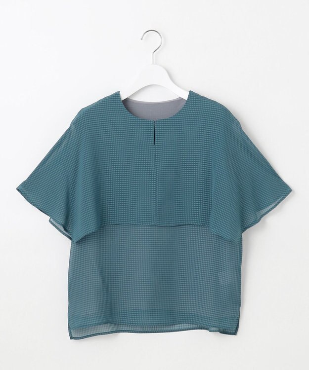 J.PRESS LADIES 【洗える】シアーサッカーチェック カットソー ダルグリーン系