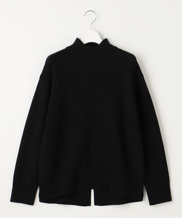 自由区 【洗える】スパングルミドルゲージ ニット ブラック系