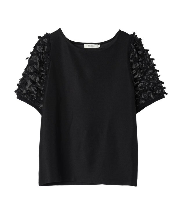 earth music&ecology リボンスリーブプルオーバー Black