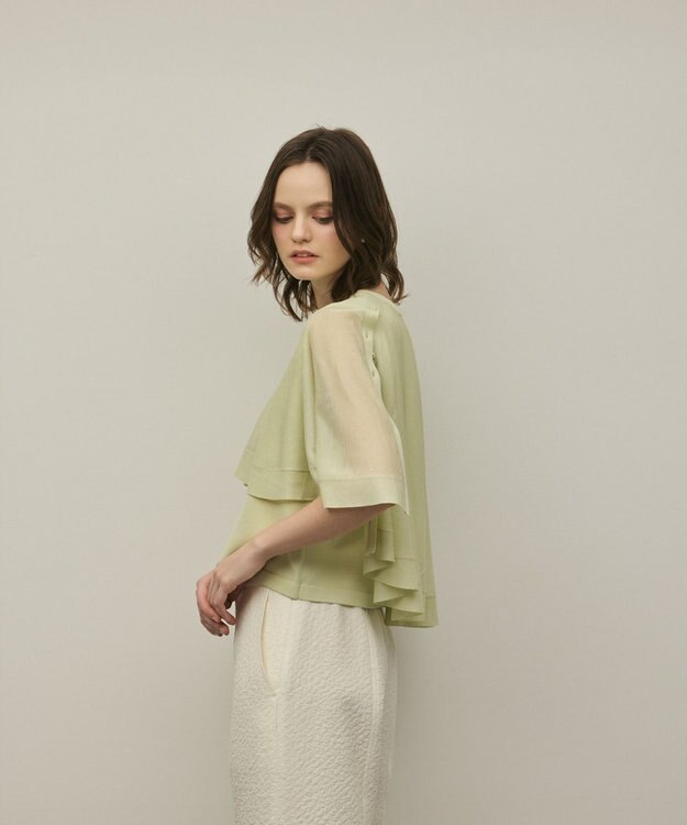 GRACE CONTINENTAL シアーケープニットカーディガン ライトグリーン