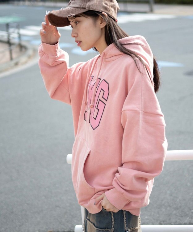 WEGO 【ユニセックス着用ITEM】ピグメントOMGプルパーカー ピンク