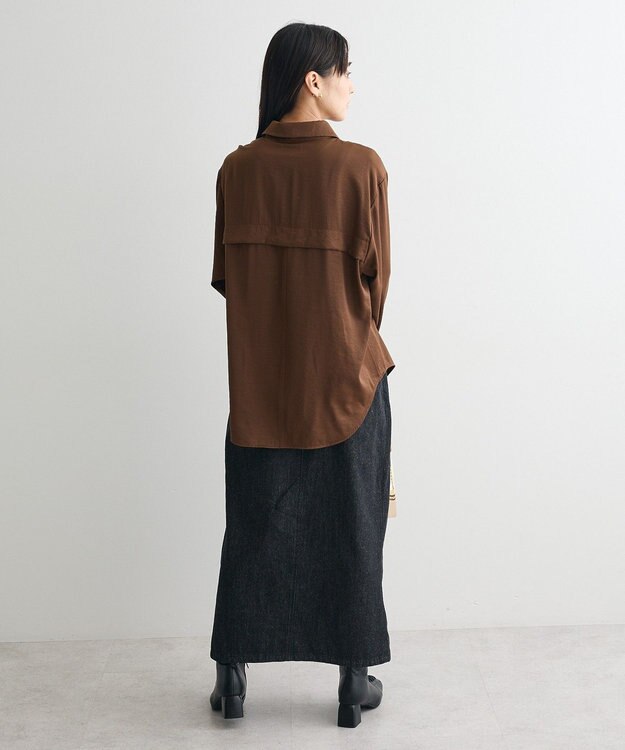 CRAFT STANDARD BOUTIQUE オーバーサイズサテンシャツ Brown