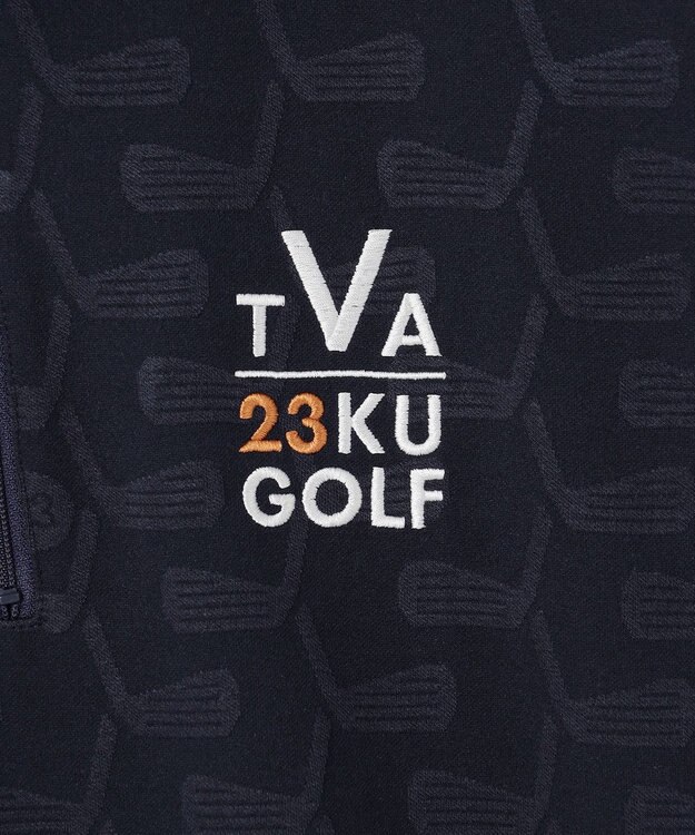 23区GOLF 【MEN】【吸湿発熱】クラブ柄 ハーフジップ ネイビー系