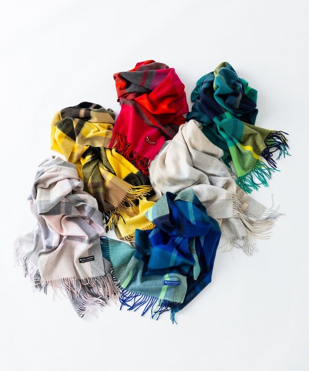 23区 【VERY掲載】カシミヤ チェック ストール イエロー系