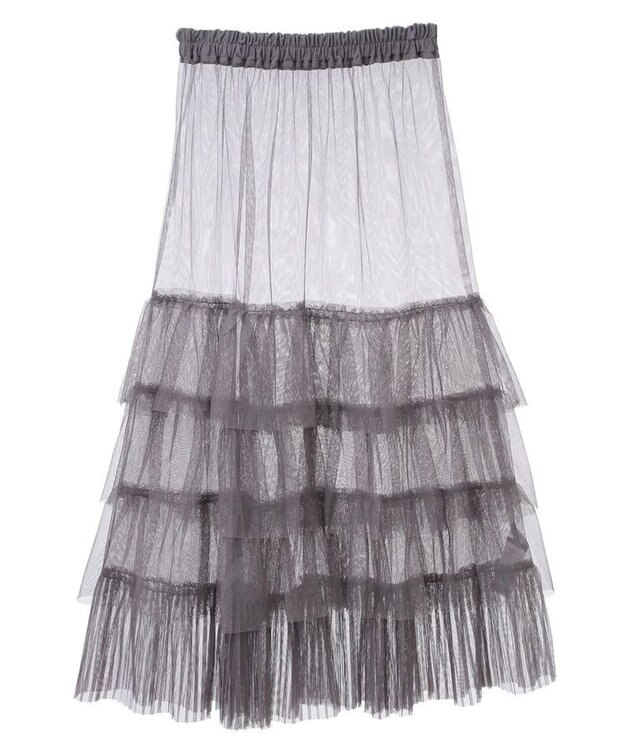 Green Parks ２ｗａｙチュールティアードフリルスカート（ペチ付き） Gray