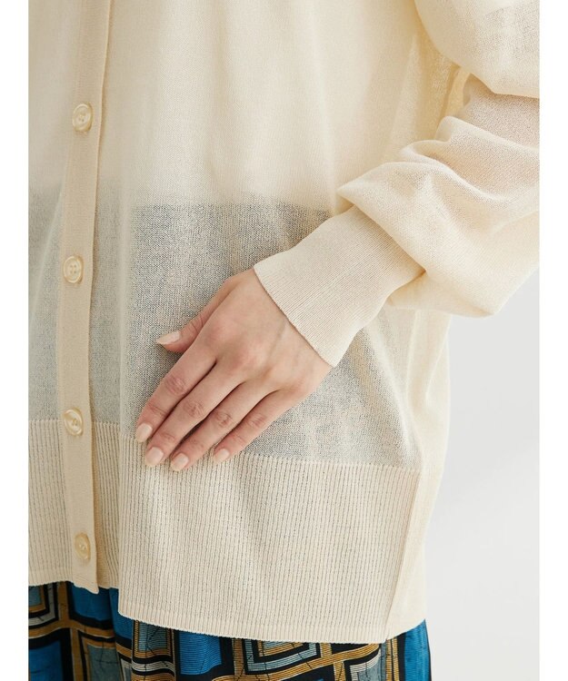 Green Parks フィラメントラメシアーカーディガン Off White