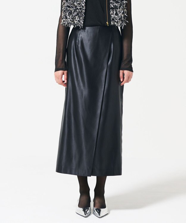 GRACE CONTINENTAL コーティングラップスカート ブラック