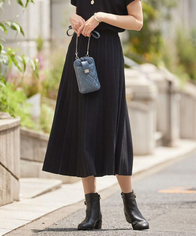 J.PRESS LADIES L 【洗える】レーヨンエリートストレッチ ニット スカート ブラック系