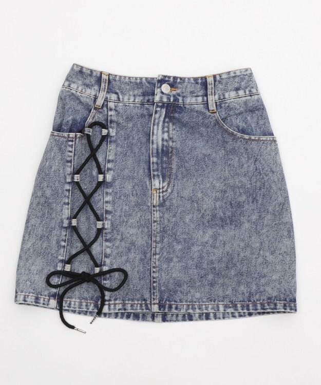 WEGO レースアップハートポケットデニムスカパン デニム中濃加工色