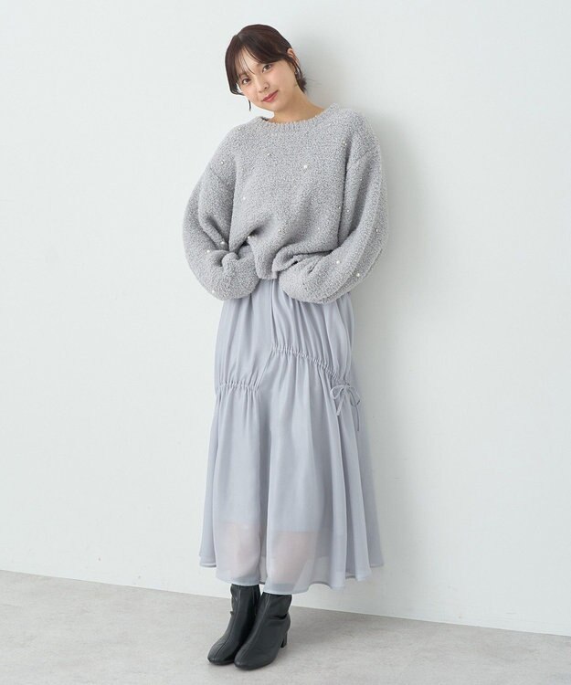 earth music&ecology ブークレービジュープルオーバー Light Gray