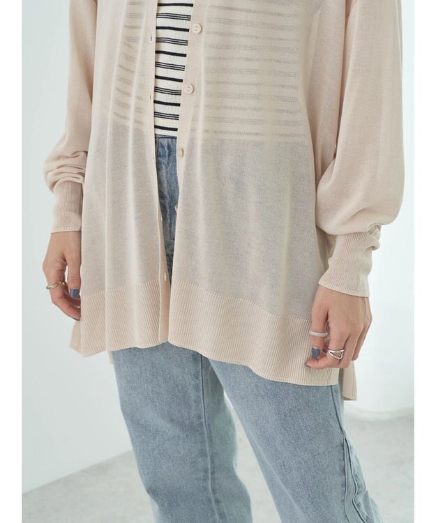 earth music&ecology 接触冷感Ｖネックカーディガン Light Beige