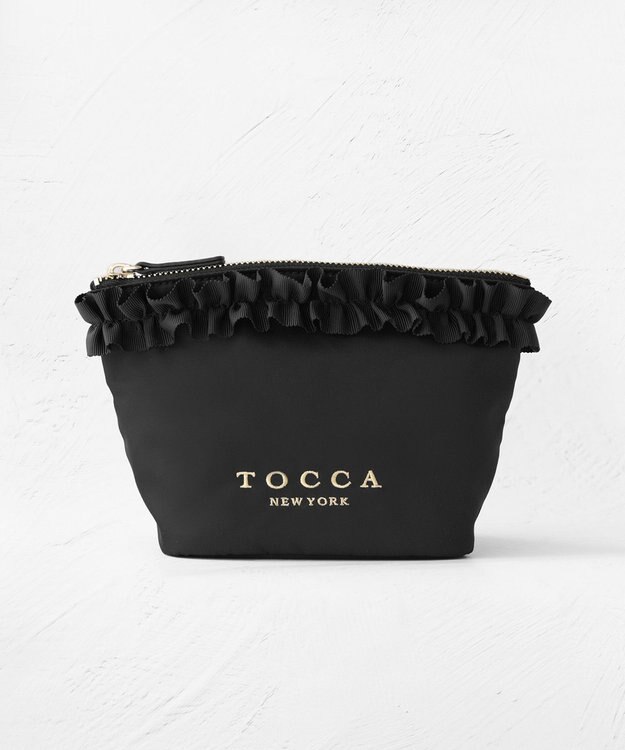TOCCA 【撥水】FRILL GARLAND NYLON POUCH ポーチ ブラック系