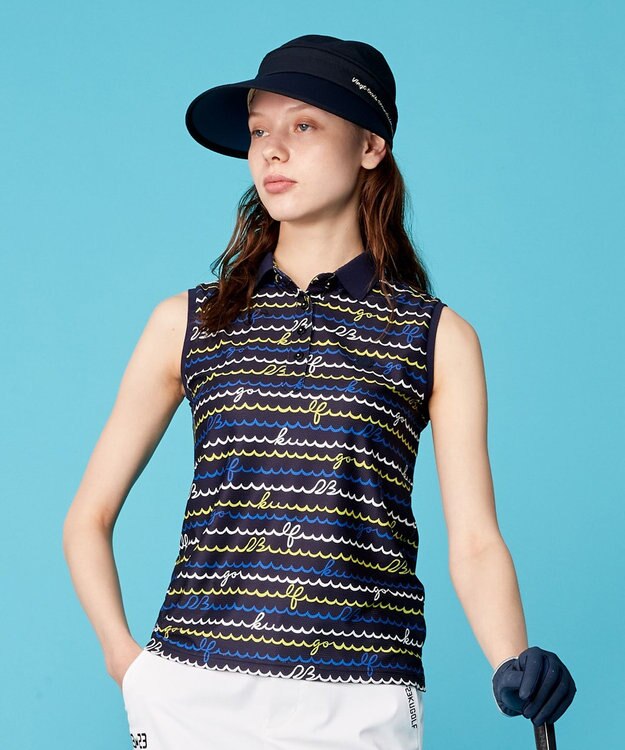 23区GOLF 【WOMEN】ウェーブロゴプリントノースリーブシャツ ネイビー系5