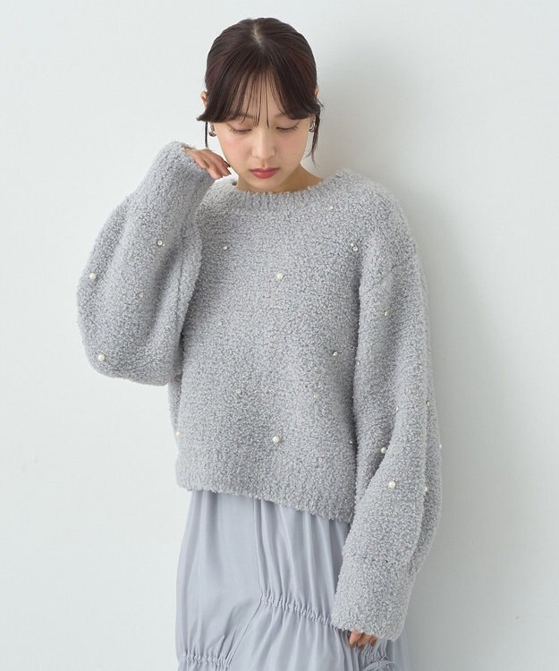earth music&ecology ブークレービジュープルオーバー Light Gray