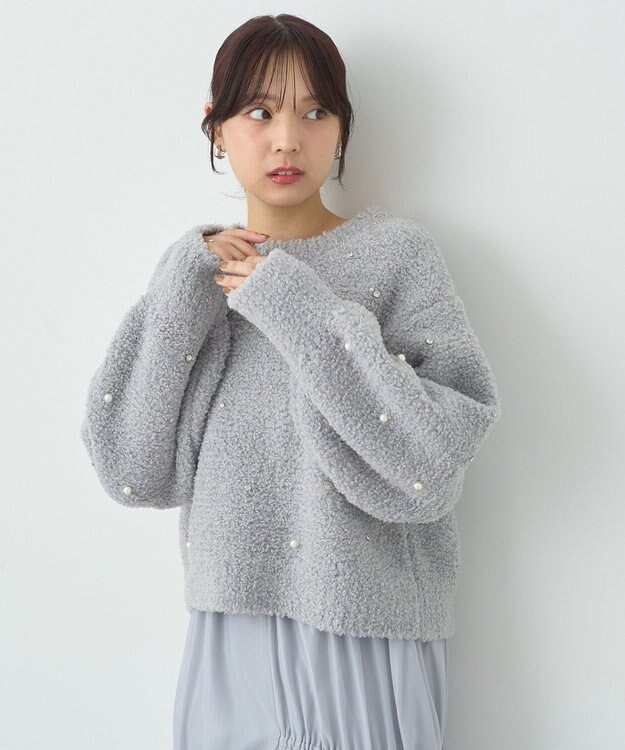 earth music&ecology ブークレービジュープルオーバー Light Gray