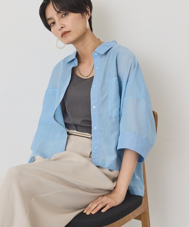 AMERICAN HOLIC 【先行予約】【WEB限定】Wポケットシアー半袖シャツ Light Blue
