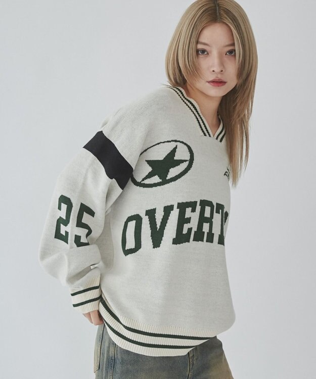 WEGO 【ユニセックス着用ITEM】ラインリブゲームロゴプルオーバー ホワイト