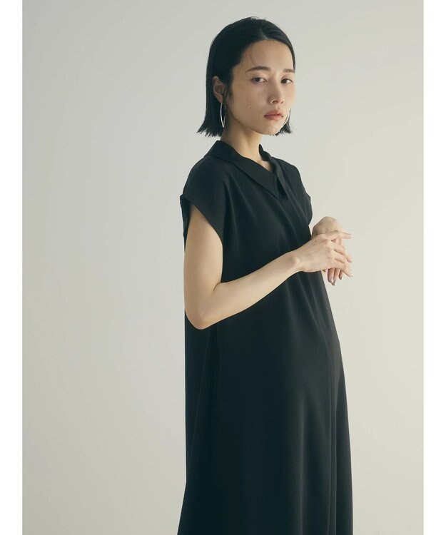 Green Parks armonia.襟付きフレアワンピース Black