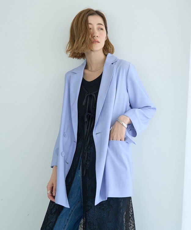 YECCA VECCA 【接触冷感】COOLシャツテーラードジャケット Blue