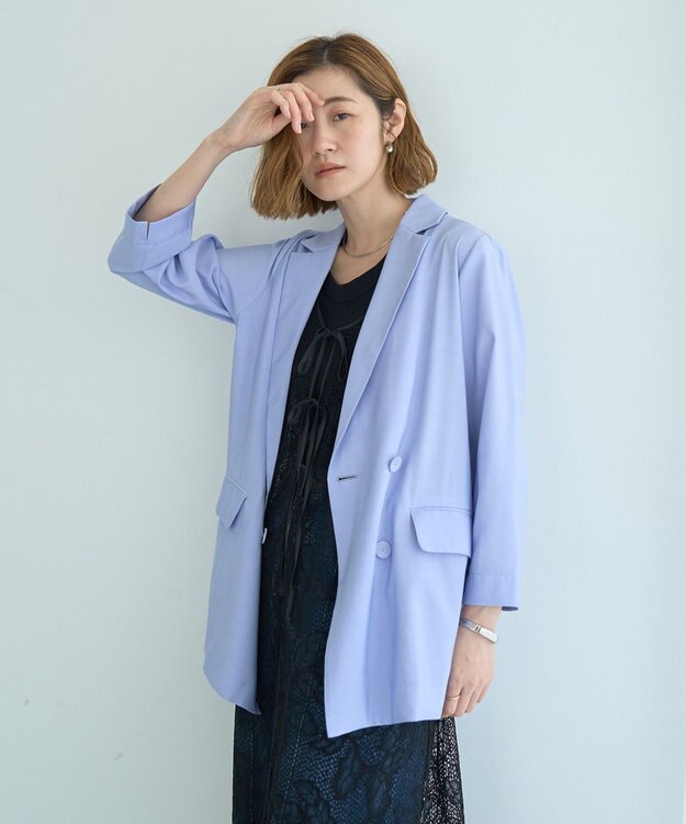 YECCA VECCA 【接触冷感】COOLシャツテーラードジャケット Blue