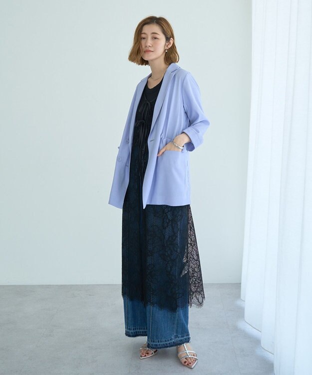 YECCA VECCA 【接触冷感】COOLシャツテーラードジャケット Blue