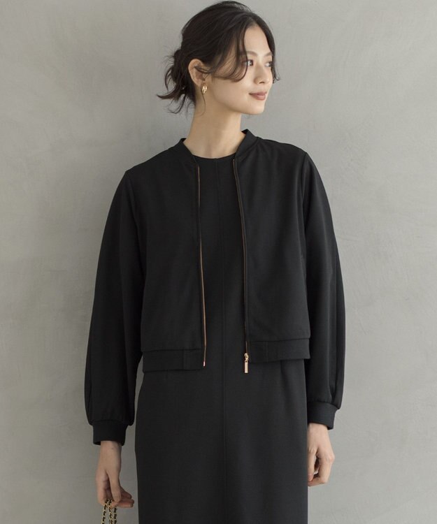 組曲 【ご好評につき追加生産！】ジョーゼットジャージー ブルゾン ブラック系