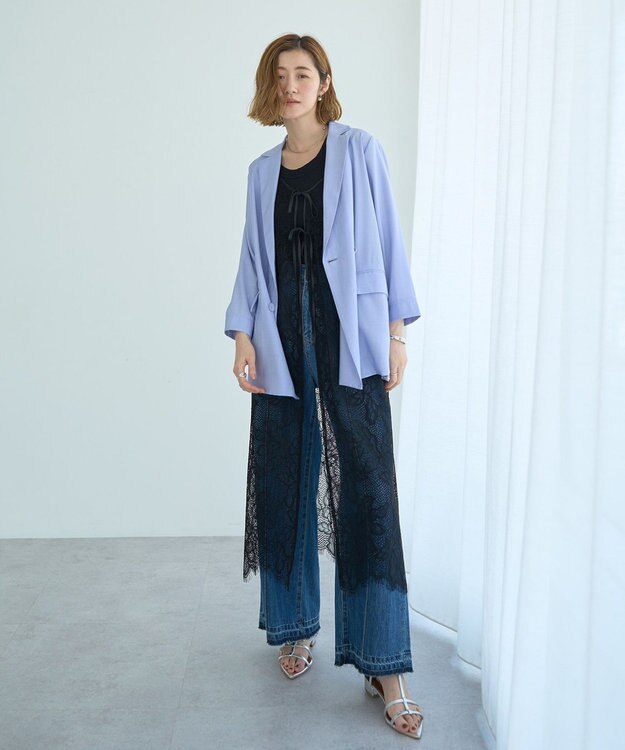 YECCA VECCA 【接触冷感】COOLシャツテーラードジャケット Blue