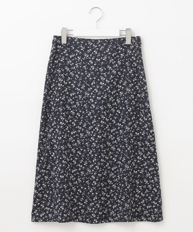 J.PRESS LADIES L 【洗える】 スパンローンフラワー フレアー スカート ネイビー系5