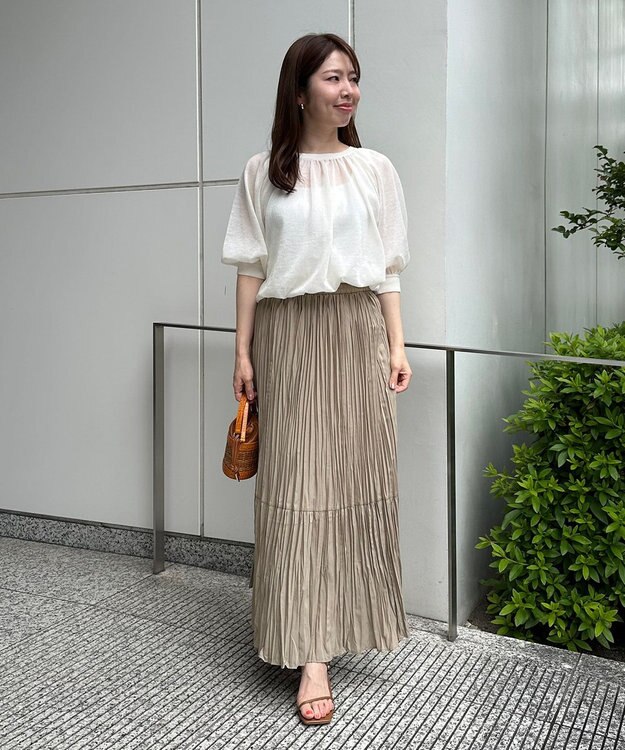 UNFILO ワッシャープリーツスカート ベージュ