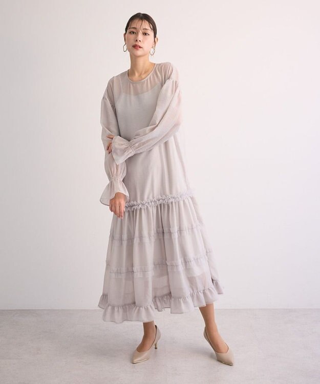 Green Parks ・Ｒａｉｌｍｅオーガンジーワンピース（インナーＯＰ Light Gray