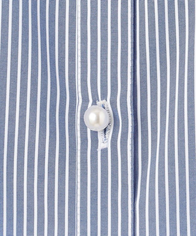 Feroux 【洗える】パールボタンストライプ シャツワンピース ネイビー系1