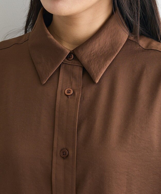 CRAFT STANDARD BOUTIQUE オーバーサイズサテンシャツ Brown
