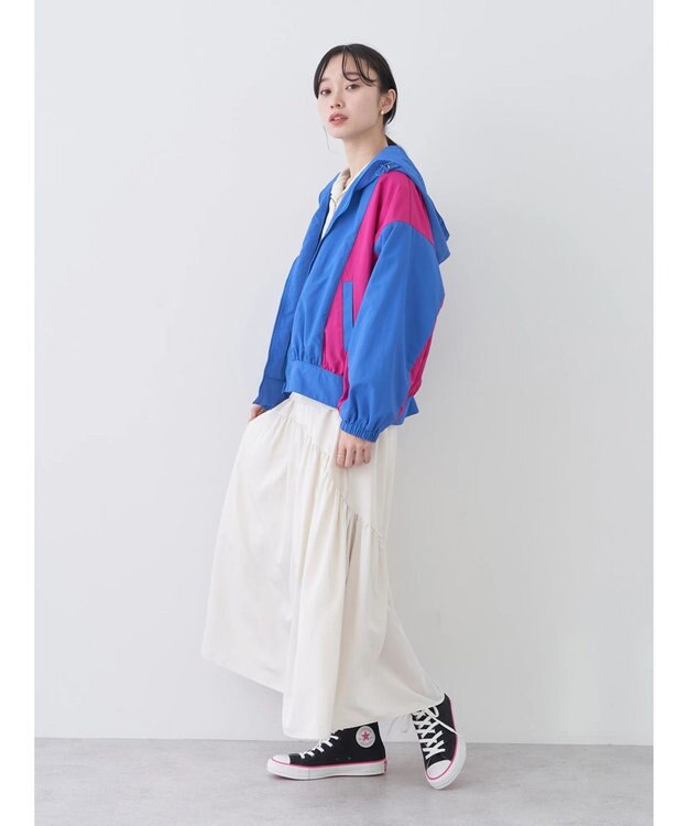 earth music&ecology コクーンギャザー切替ブルゾン Deep Blue